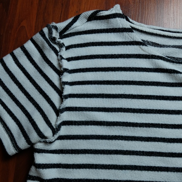 White and Black Horizontal Striped T-Shirt - Picture 3 of 5